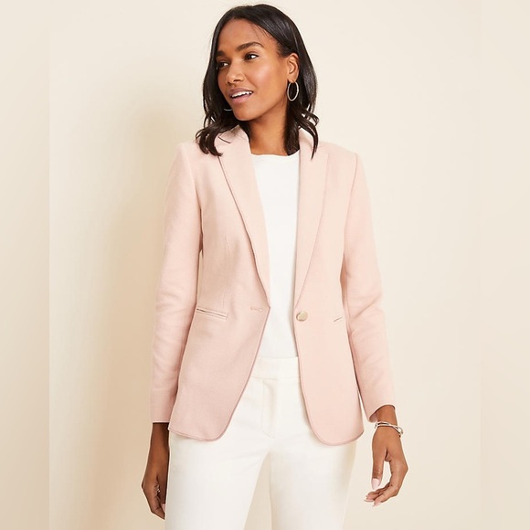 NWT Ann Taylor The Hutton Blazer in Ottoman Knit Pink Size 4 - Picture 1 of 8